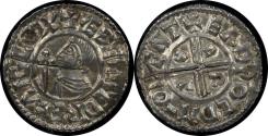 World Coins - ANGLO-SAXON ENGLAND, Aethelred II, NGC AU Details (crimped) 978-1016 AD. Exeter, c. 991-997 AD, AR Penny, 1.64g (20mm, 10h). CRVX type. Moneyer HVNEPINE (Hunewine). Bust r.