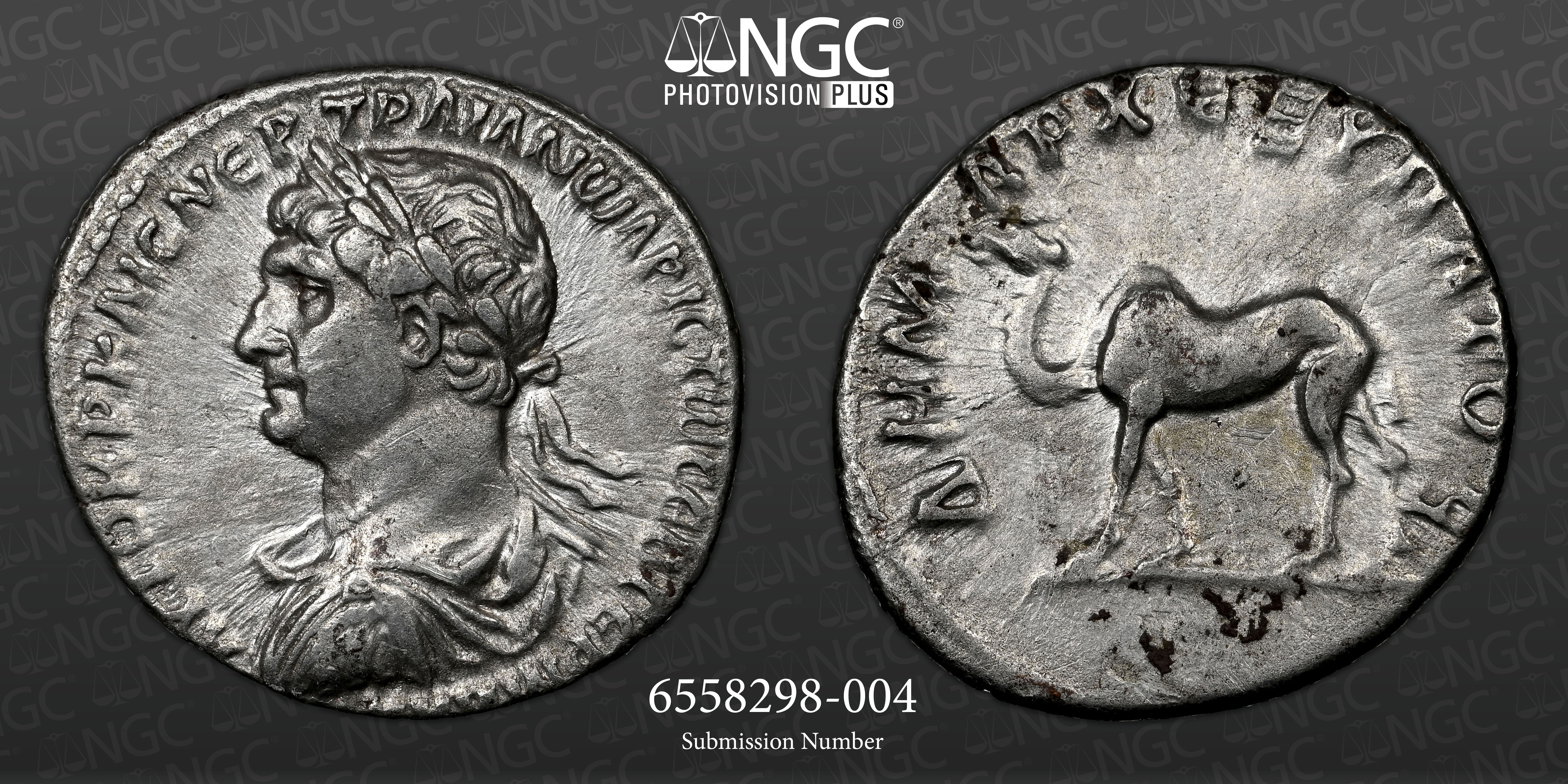 ARABIA, Petraea, Bostra Trajan AR Drachm NGC Ch XF 4/5 CAMEL