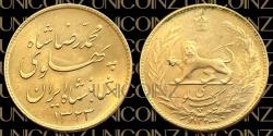World Coins - Iran, Pahlavi, Mohammadreza Shah One Pahlavi Coin, Legend Type, Bank Issued 900 Gold, SH1323 (1944), 8.10g, 22mm