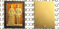 World Coins - Iran, Pahlavi, Mohammadreza Shah Era Coronation Ceremony Plques (Tablo), Orange Enamel SH1346 (1967), 900 Gold, 25g, 25x35mm