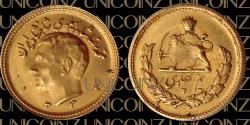 World Coins - Iran, Pahlavi, Mohammadreza Shah Half Pahlavi Coin, Bank Issued 900 Gold, SH1334, 4.04g, 20mm Error Date, for SH1324 (1945), High Relief Coin