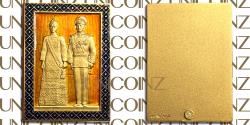 World Coins - Iran, Pahlavi, Mohammadreza Shah Era Coronation Ceremony Plques (Tablo), Orange Enamel SH1346 (1967), 900 Gold, 25g, 25x35mm