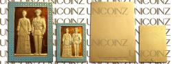 World Coins - Iran, Pahlavi, Mohammadreza Shah Era Coronation Ceremony Plques (Tablo), Set of two, Brown Enamel SH1346 (1967), 900 Gold, 50g, 40x55mm + 25g, 25x35mm