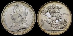 World Coins - VICTORIA, 1893 SILVER CROWN LVI