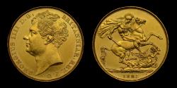 World Coins - GEORGE IV, 1823 GOLD TWO POUNDS, FIRST CURRENCY ISSUE £2 MS60
