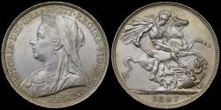 World Coins - VICTORIA 1897 SILVER CROWN LX