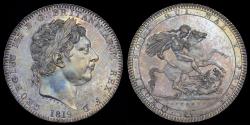 World Coins - GEORGE III, 1819 SILVER CROWN, LIX EDGE, MS 64