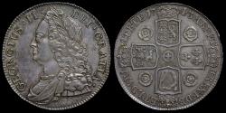 World Coins - GEORGE II, 1743 CROWN, ROSES IN REVERSE ANGLES, MS 62