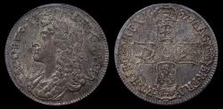 World Coins - JAMES II, 1687 SILVER CROWN, SECOND ISSUE BUST TERTIO EDGE PCGS MS 62