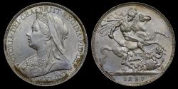 World Coins - VICTORIA 1897 SILVER CROWN, LXI EDGE