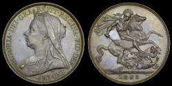 World Coins - VICTORIA, 1895 SILVER CROWN LIX EDGE