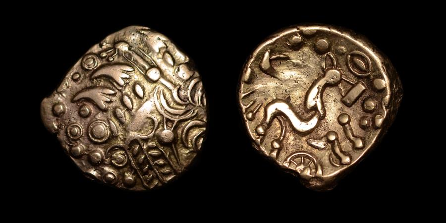 BRITISH CELTIC IRON AGE BELGAE ‘CHERITON WHEEL’ GOLD STATER | Celtic Coins