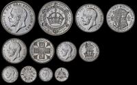 World Coins - GREAT BRITAIN GEORGE V, 1927 SILVER PROOF SET WITHIN PLUSH CASE