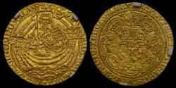 World Coins - HENRY V GOLD NOBLE, RARE CLASS E/F MULE, MS63