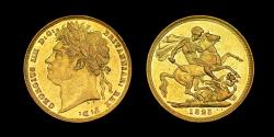 World Coins - GEORGE IV 1825 GOLD SOVEREIGN, FIRST LAUREATE HEAD VERY RARE