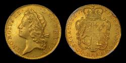 World Coins - GEORGE II, RARE 1731 GOLD GUINEA, YOUNG HEAD, NGC MS 61
