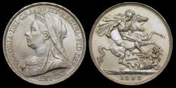 World Coins - VICTORIA 1893 SILVER CROWN LVI