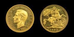 World Coins - GEORGE VI, 1937 GOLD PROOF HALF-SOVEREIGN PF 64