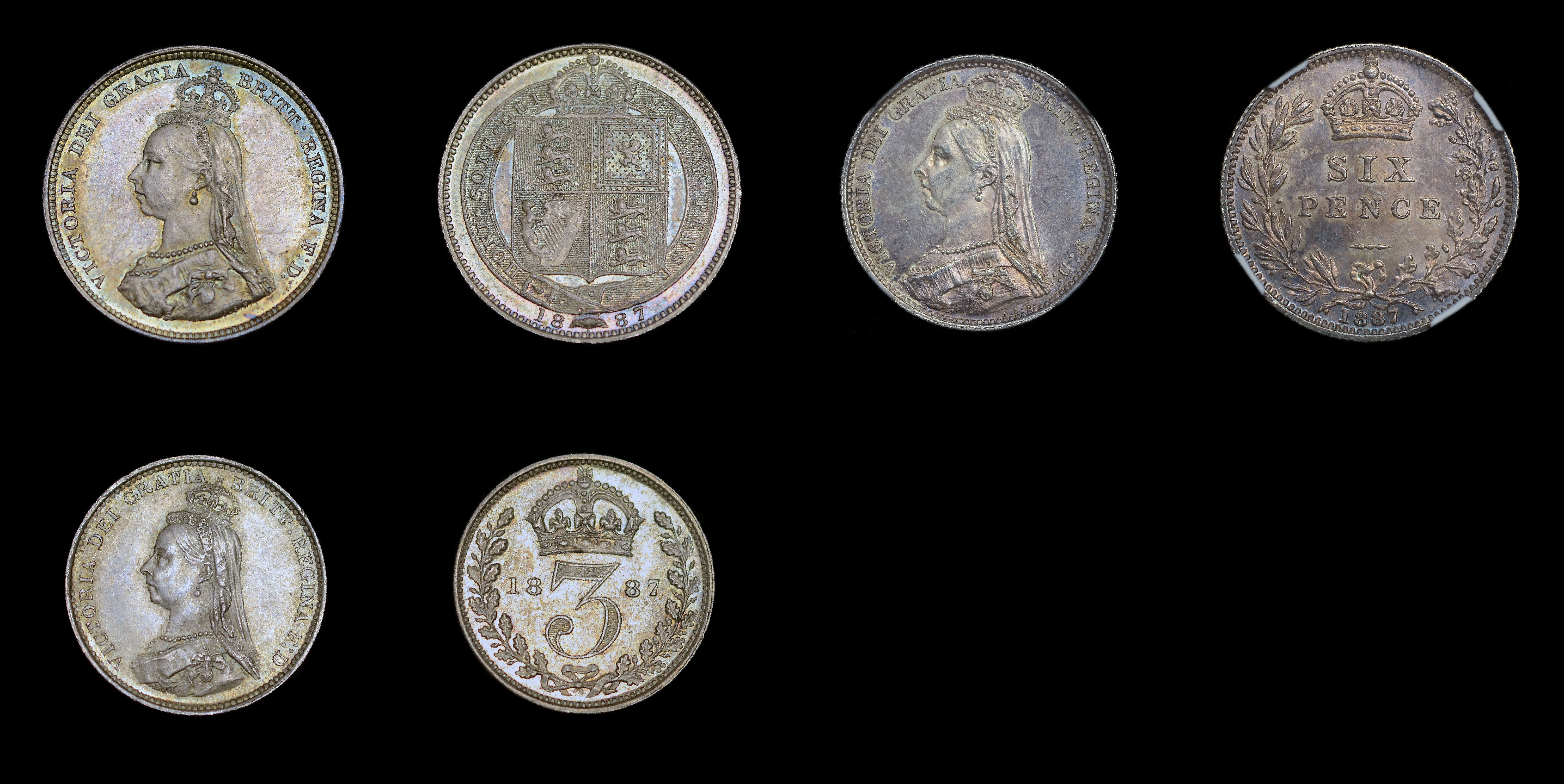 【coins victoria】 VICTORIA, 1887 GOLDEN JUBILEE SPECIMEN SET, GOLD FIVE POUNDS – 3D
