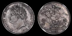 World Coins - GEORGE IV, 1821 SILVER CROWN, *EDGE SECUNDO MS 62