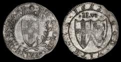 World Coins - THE COMMONWEALTH, 1652 SILVER HALF-CROWN, AU 58, FROM THE LAUGHTON HOARD (SUSSEX).