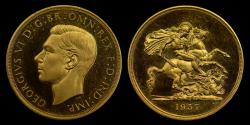 World Coins - GEORGE VI 1937 GOLD PROOF FIVE POUNDS, CORONATION ISSUE