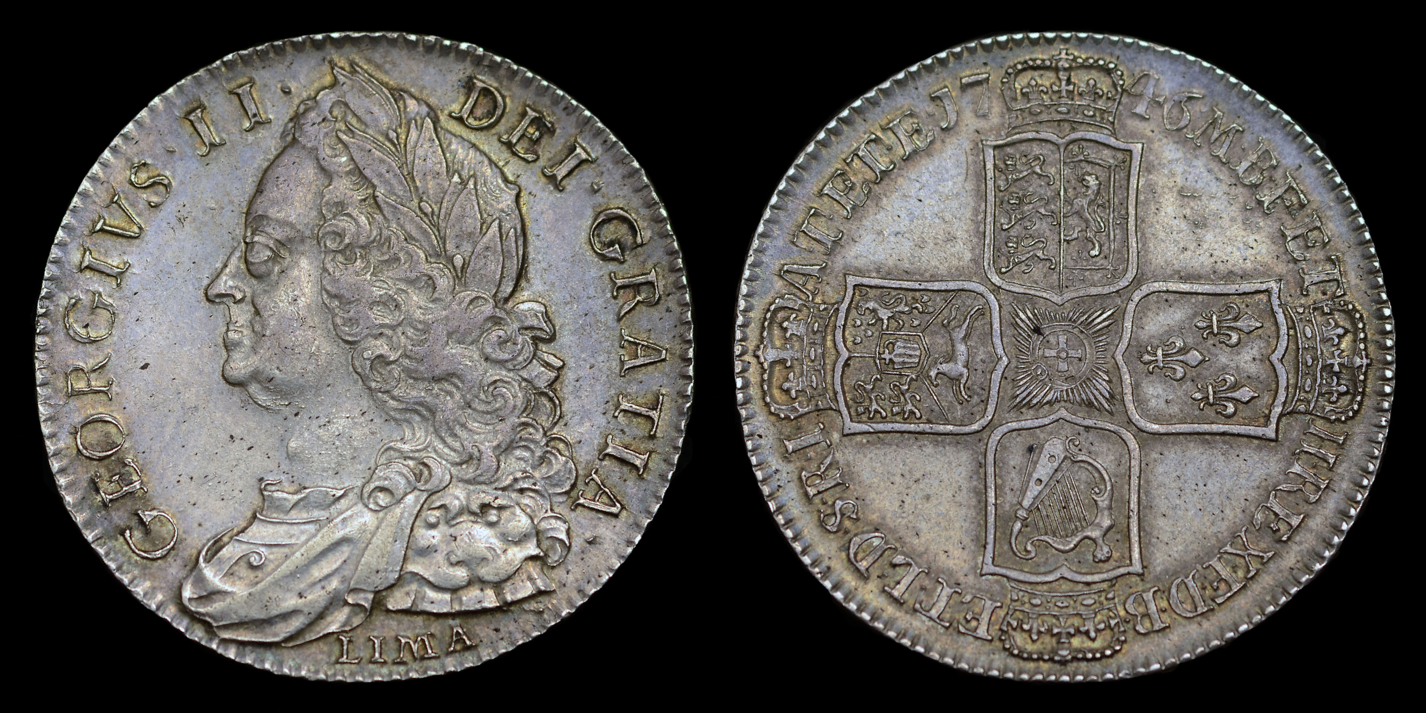 GEORGE II 1746/5 LIMA SILVER HALF CROWN | European Coins