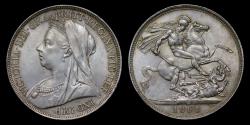 World Coins - VICTORIA 1898 SILVER CROWN LXII EDGE