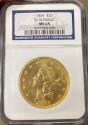 Us Coins - 1865 $20 MS65 NGC