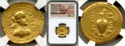 Ancient Coins - 44 BC Julius Caesar Gold Aureus NGC Fine Strike 5 Surface 3