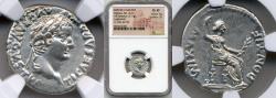 Ancient Coins - 14-37 AD Tiberius Silver Denarius NGC CH XF Strike 4 Surface 3
