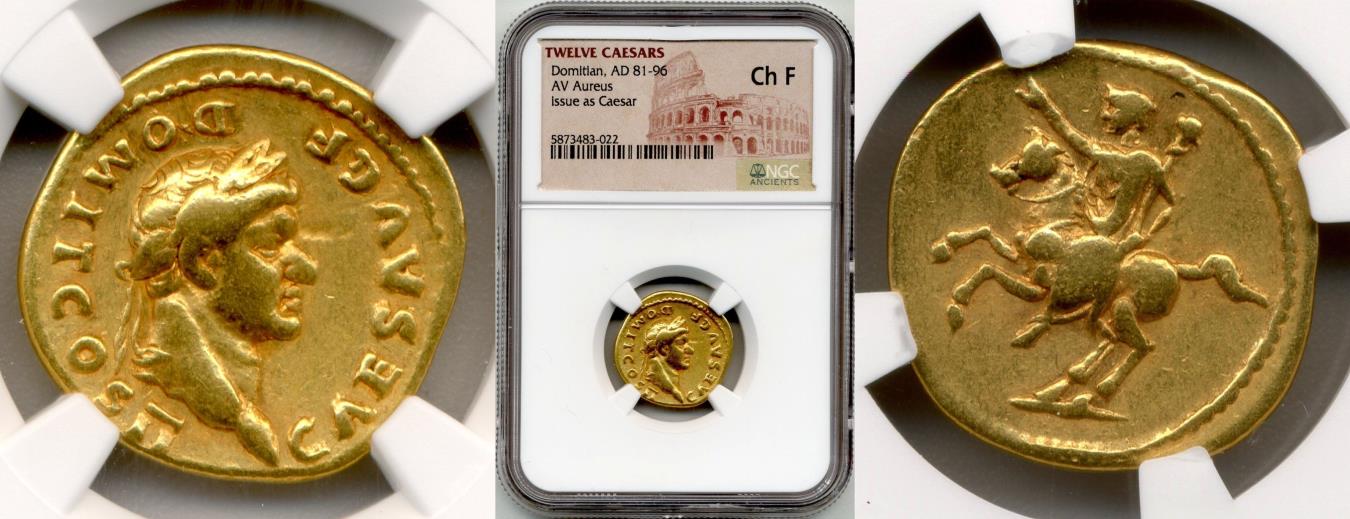 Ancient Coins - 81-96 AD Domitian Gold Aureus NGC CH Fine