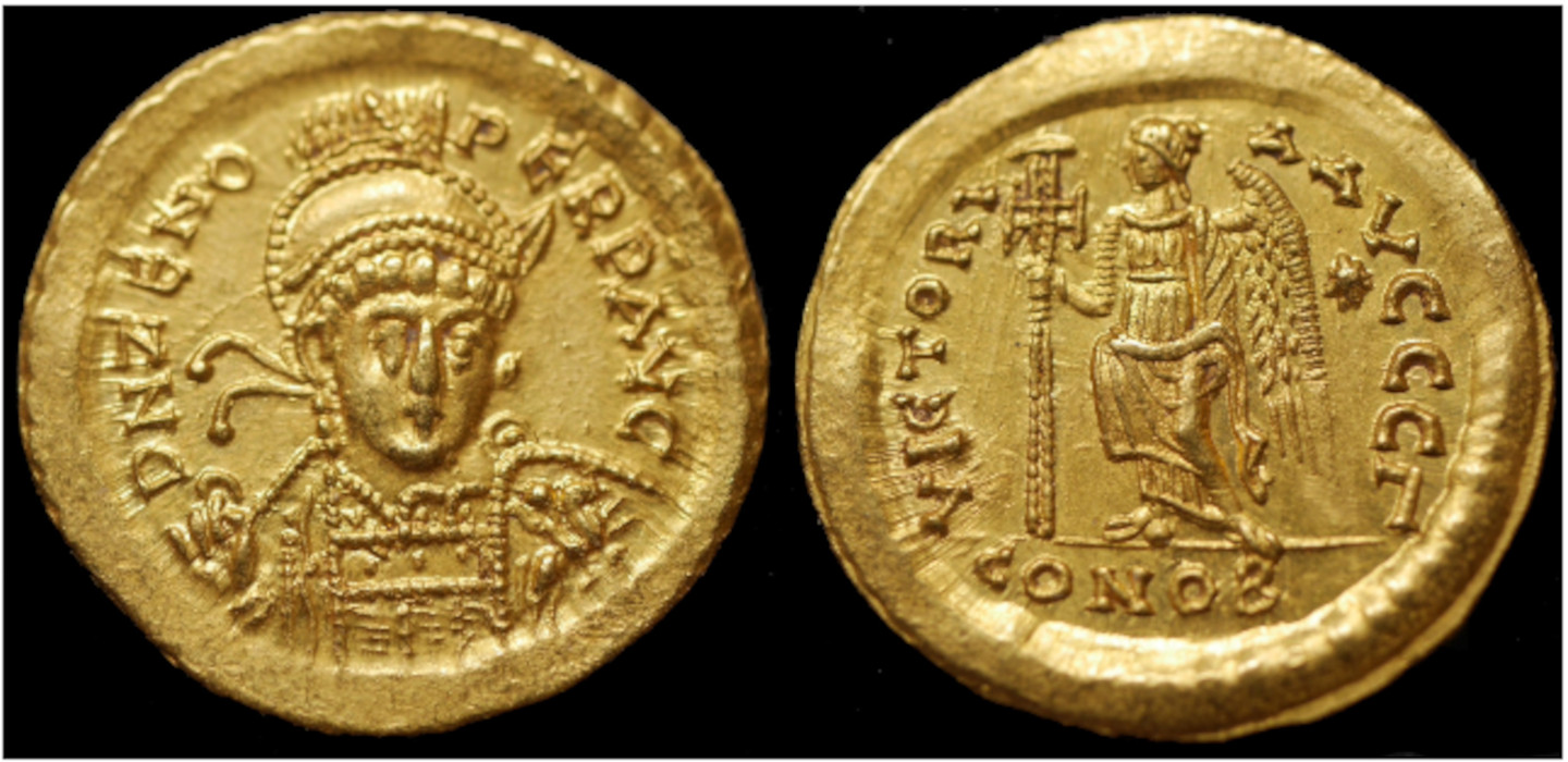 次元の結節点 英語版 4枚 Zeno (474-491) AV Solidus (21mm, 4.47g,). Constantinople, AD