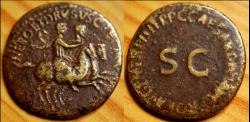Ancient Coins - Nero and Drusus, Caesars. Æ dupondius . Rome mint. RARE