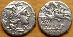 Ancient Coins - L. Cupiennius AR Denarius. (3.82g, 19mm) Rome, 147 BC.
