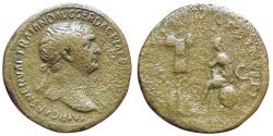 Ancient Coins - Trajan. AE Sestertius. 103-111 AD. Rome. Dacia seated RIC 560