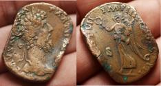 Ancient Coins - Lucius Verus. AD 161-169. Æ Sestertius (23.08 g,). Rome mint. Struck AD 167.