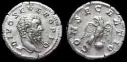 Ancient Coins - Divus Severus. Denarius circa 211, AR (3.13 g. , 19 mm) RARE