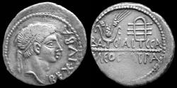 Ancient Coins - MAURITANIAN KINGDOM. Juba II, with Cleopatra Selene (25 BC - AD 24). AR denarius.