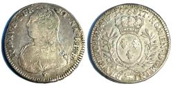World Coins - France LOUIS XV THE BELOVED Silver Ecu aux branches d'olivier,  Pau 1734