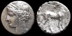 Ancient Coins - UNPUBLISHED CARTHAGE, AR Reduced Shekel (22mm , 4.9g) 264-241 BC