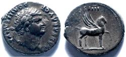 Ancient Coins - Domitian as Caesar AR Denarius COS IIII Pegasus Rome Mint 76-77 AD - Rare