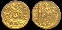 Ancient Coins - Maurice Tiberius (AD 582-602). AV solidus (22mm, 4.38 gm). Constantinople, 6th officina.