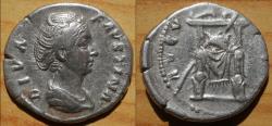 Ancient Coins - Diva Faustina I. Died 141 AD. Denarius, 3.36g . Rome.