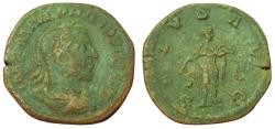 Ancient Coins - PHILIP I. 244-249 AD. Æ Sestertius (17.12 gm, 32 mm). Struck 244-247 AD. SALVS AVG