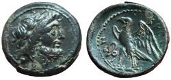 Ancient Coins - BRUTTIUM, The Brettii. Circa 214-211 BC. Drachm (Bronze, 22.5 mm, 8.88 g,).