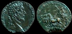 Ancient Coins - Commodus (177-192), AE Sestertius Rome, AD 183, Emperor in quadrigua RARE