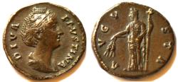 Ancient Coins - Diva Faustina I Denarius - AVGVSTA - Ceres stg. left - RIC 358