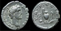 Ancient Coins - UNLISTED Antoninus Pius AR Denarius - sacrificial implements