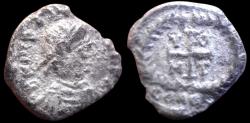 Ancient Coins - Justinian I (AD 527-565). AR 1/4 siliqua  (11mm, 0.57 g). Carthage. VERY RARE